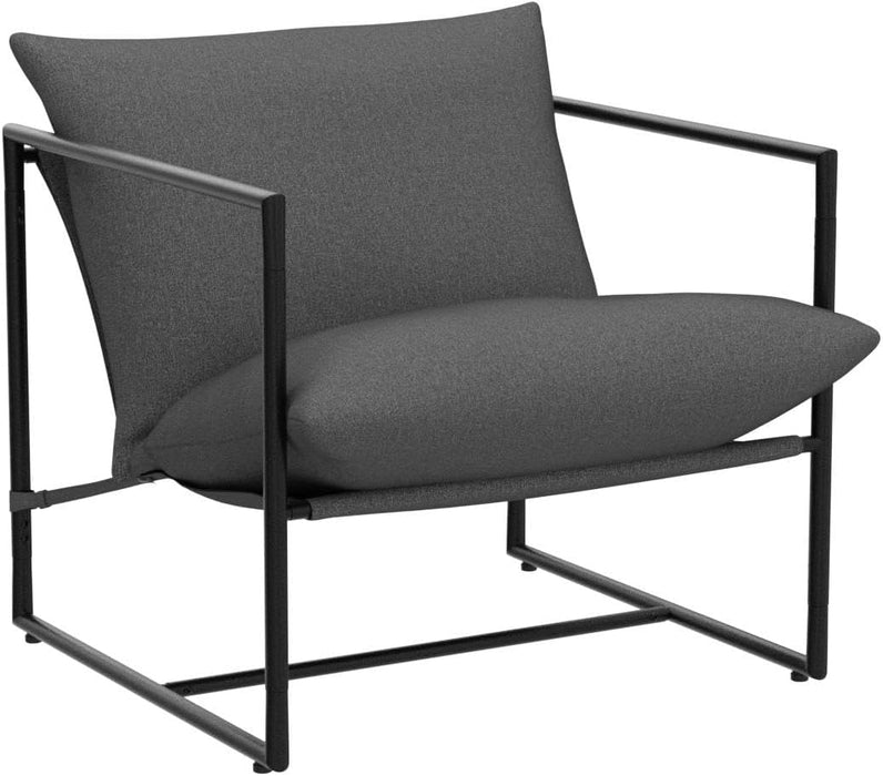 Aidan Sling Accent Chair, Metal Framed Armchair with Shredded Foam Cushioning, Dark Grey