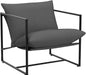Aidan Sling Accent Chair, Metal Framed Armchair with Shredded Foam Cushioning, Dark Grey