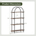 Arched Bookshelf, 4-Tier Industrial Open Bookcase with Sturdy Metal Frame, Freestanding Display Storage Organizer for Living Room, Home Office and Bedroom, Rustic Brown
