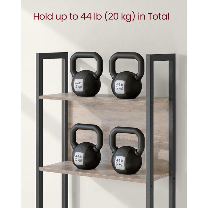 5-Tier Bookshelf, Book Shelf, Industrial Bookcase, with Steel Frame, for Living Room, Home Office, Bedroom, 9.4 X 24.4 X 65 Inches, Greige and Black ULLS025B02