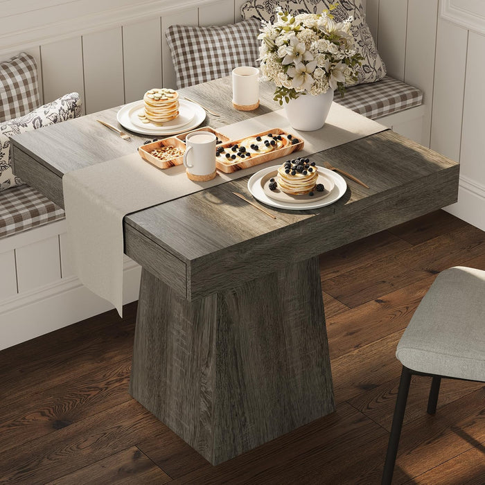 Small Dining Table with Drawers, 31.5 Inch Farmhouse Kitchen Table