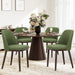 Upholstered Dining Chairs Set of 4, Modern Kitchen Chairs with Back, Fabric Side Dining Room Chairs with Wood Legs for Farmhouce Restaurant, Green