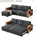 Dark Grey Sectional Sofa Bed L-Shaped, 84", Storage