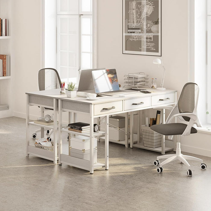 White 48Inch Contemporary Premier Desk With Drawers
