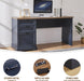 Blue Farmhouse Executive Desk With Charging Station