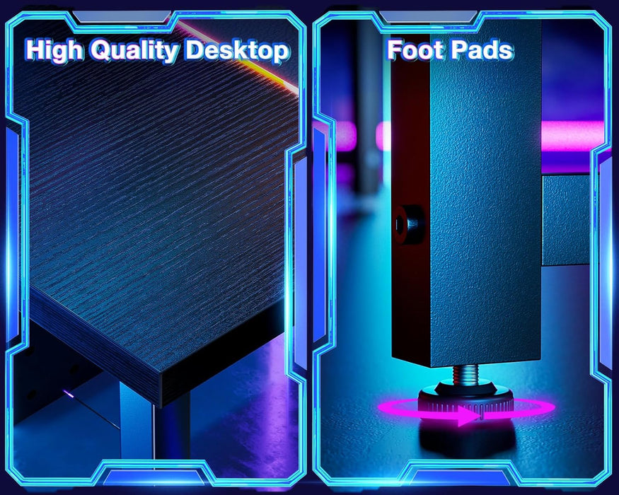 L Shaped Gaming Desk, Corner Desk Gaming Table for Home Office, Computer Desk Sturdy Writing Workstation for Small Space, Easy to Assemble, 51 Inch, Black