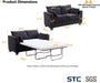 65 Inch Transformable Sofa Bed MemoryFoam Mattress