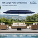 13Ft 2-Tier Outdoor Patio Umbrella with Base Included, Navy Blue | Large, Double-Sided, Rectangle, Rectangular, for Table Market, with Stand, Triple-Head, Windproof, for outside Poolside Lawn