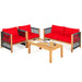 4 Pieces Acacia Wood Sofa Set with Cushions for Outdoor Patio