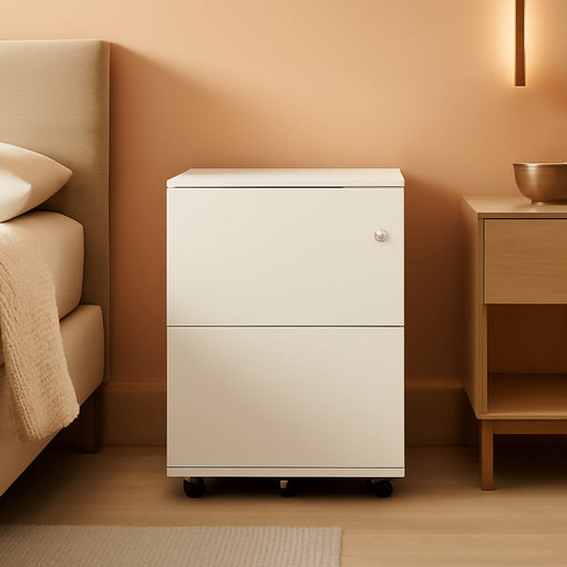 Modern Soho Design 2-Drawer Metal Mobile File Cabinet with Lock Key/Fully Assembled, White