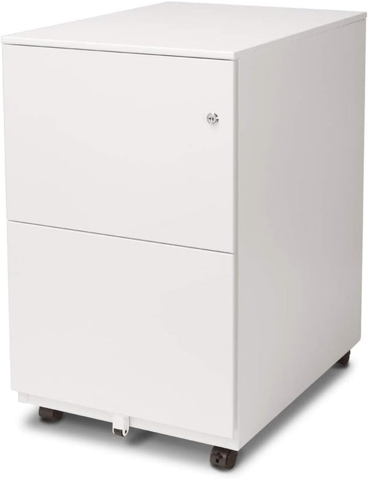 Modern Soho Design 2-Drawer Metal Mobile File Cabinet with Lock Key/Fully Assembled, White