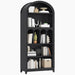 Arched Bookshelf, 70.9" Tall Arch Bookcase with Storage, 5-Tier Farmhouse Book Shelf, Modern Arched Cabinet, Wooden Bookshelf with Open Display Shelves for Living Room, Office, Black BK53SJ01