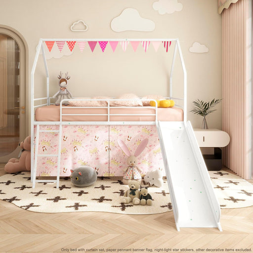 IndustrialStrength Twin Metal Loft Bed With PinkFinish
