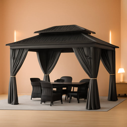 12x14 Ft Gazebo UVResistantCoating Galvanized Steel Outdoor
