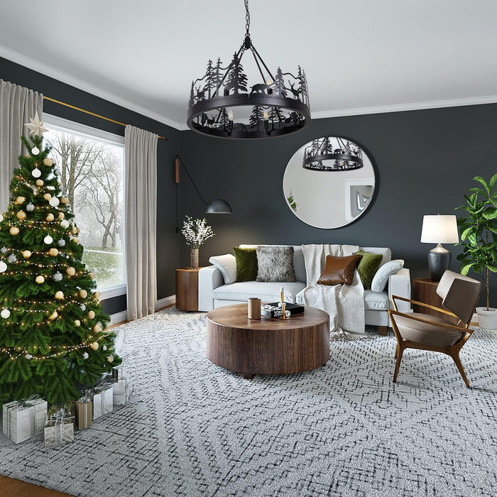 Black Wagon Wheel Chandelier Rustic Farmhouse Light