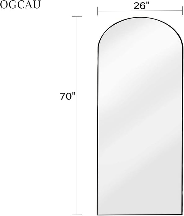 Full Length Mirror, 70"X26" Arched Full Body Floor Mirror with Stand, Hanging or Leaning, Standing, Wall Mounted with Aluminum Frame for Bedroom Living Room (Black)