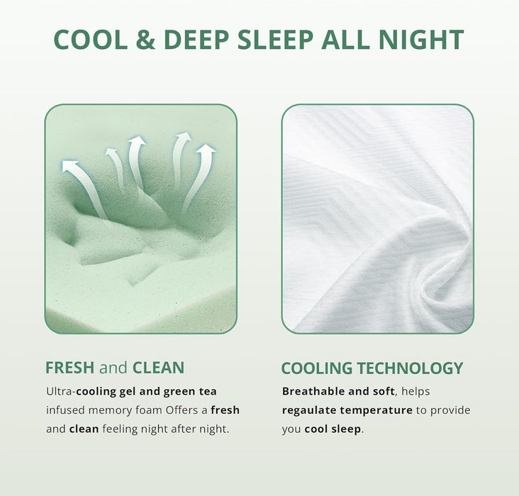 Twin Mattress - 8 Inch Green Tea Memory Foam Mattress- Twin Mattresses in a Box - Certipur-Us Certified Fiberglass Free - Gel Layer - Medium Firm - 75" X 38"