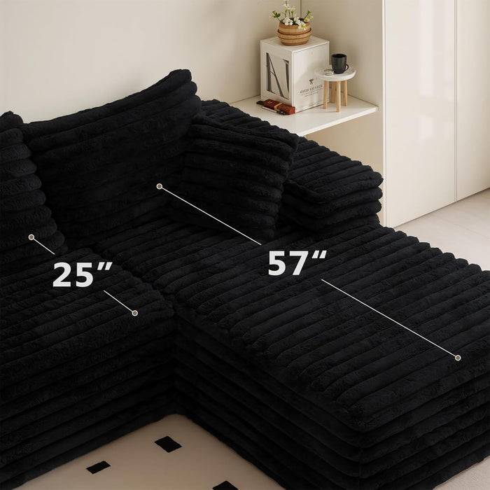 103Inch LShaped Modular Sectional Sofa EbonyVelvet