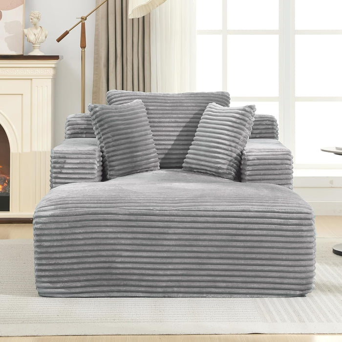 Oversized Chaise Lounge With Deepseat Corduroy Upholstery