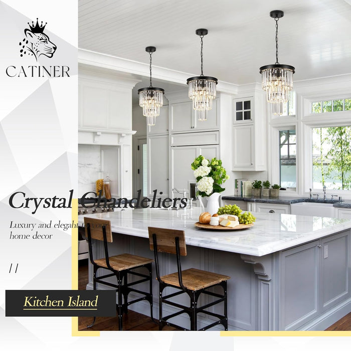 Black CrystalChandelier Pendant Light With K9 Crystals