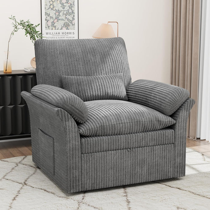 Grey 360deg Rotating Armchair ConcealedStorageSystemPro