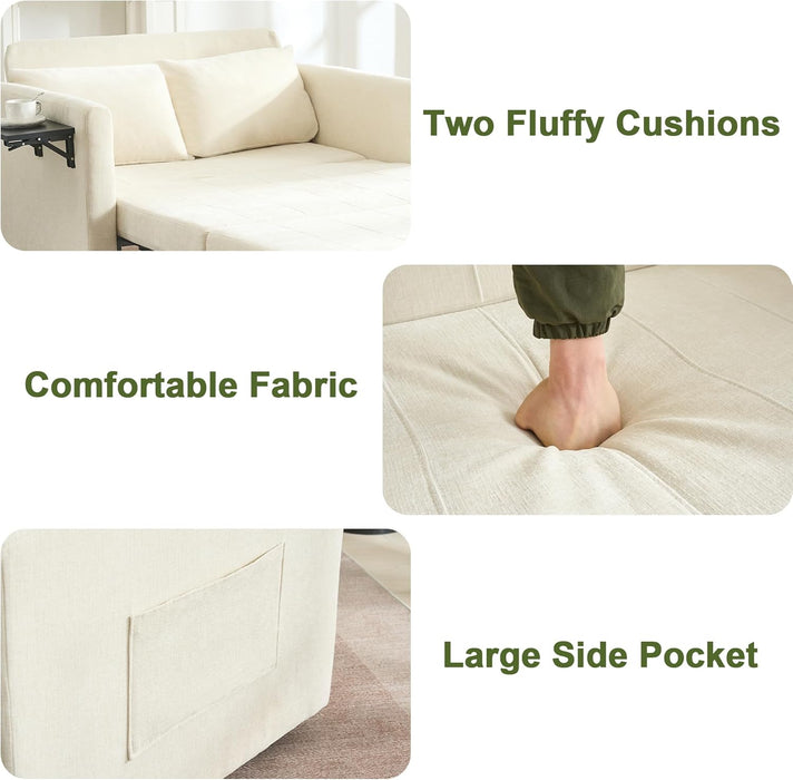 Oversize 45 Inch Sleeper Chair Bed With Wing Table Beige