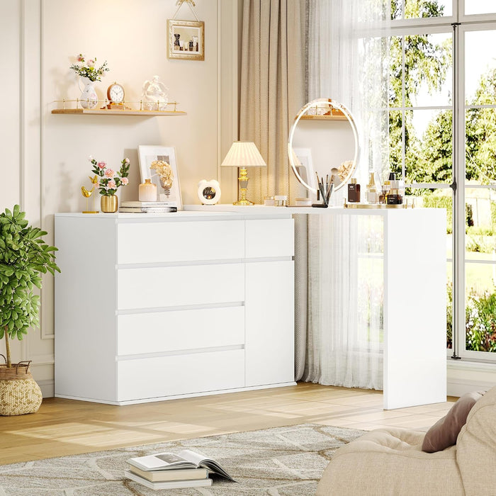 White Dresser, Dresser for Bedroom, Wide Chest of Drawers