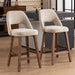 Counter Height Bar Stools, 26 Inch Bar Stools Set of 4 with Back, Upholstered Barstools with Footrest, Wood Legs, Fabric in Oatmeal