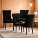 Velvet Upholstered Dining Chairs Set of 4, Modern Style Kitchen Side Chairs with Nailhead Trim and Wood Legs,Metal Pulling Ring for Dining Room Living Room(Black,Set of 4)