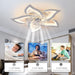 Low Profile Ceiling Fan with Lights,110V Modern Dimmable Flower Shape, Remote Control/App Control,Timing 6 Gear Speeds Fan Ceiling Lamp.