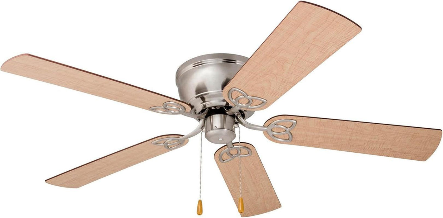 Benton Traditional 52 Inch Ceiling Fan with Light, LED Flush Mount Ceiling Fan, Indoor Fan with 5 Blades, Brown Walnut and Brown Maple Blade Finish Options, Brushed Nickel (51428-01)
