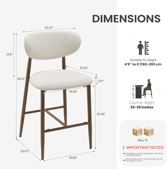 Counter Height Bar Stools with Backs Set of 4, Beige