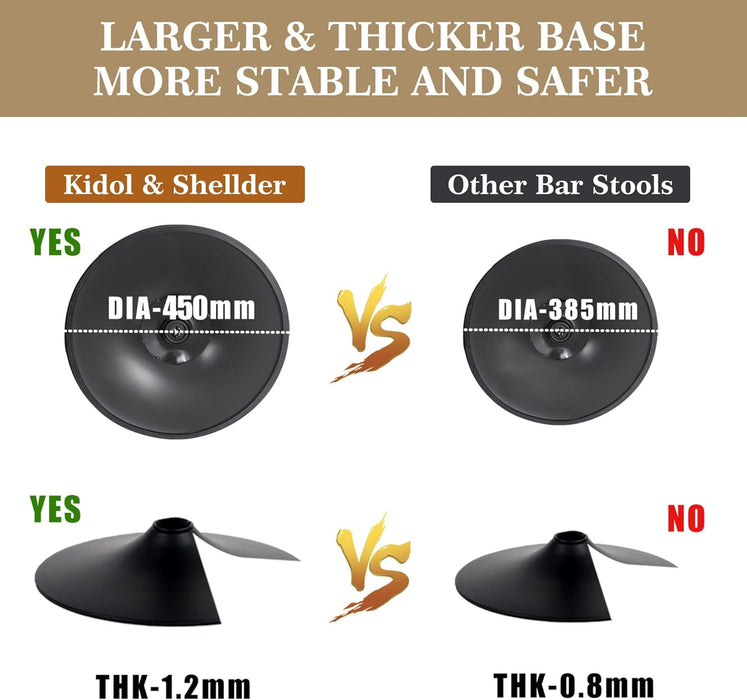 6 Black Large Bar Stools with Back 21" Wide Modern Swivel Adjustable Height Bar Chairs with Footrest PU Leather Upholstered Bentwood Barstools for Kitchen Counter Island 330LBS Load - ShipItFurniture