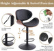 6 Black Large Bar Stools with Back 21" Wide Modern Swivel Adjustable Height Bar Chairs with Footrest PU Leather Upholstered Bentwood Barstools for Kitchen Counter Island 330LBS Load - ShipItFurniture