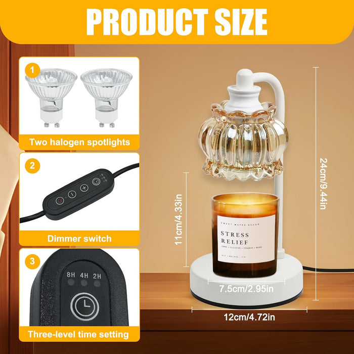 Candle Warmer Lamp with Timer&Dimmer, White Candle Warme Light Ideal Birthday, Wax Melt Warmer for Home Decor