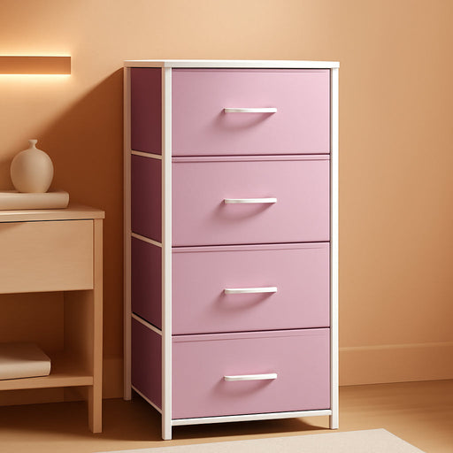 Storage Drawer with 4 Drawers - Fabric Dressers for Kids, Dresser for Bedroom, Living Room, Closets - Sturdy Steel Frame, Wooden Top & Easy Pull Fabric Bins