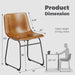 Dining Chairs Set of 2, 18In PU Leather Kitchen Chair with Metal Leg, Brown
