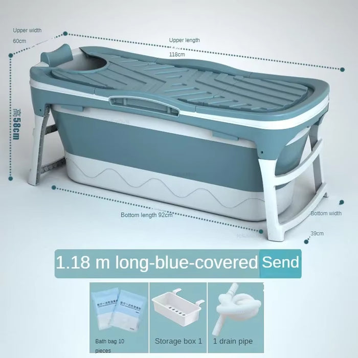 Simple Adult Foldable Portable Bathtubs Creative Bathroom Full Body Hot Tub Home Ice Bath Bucket Thickened Plastic Swimming Pool