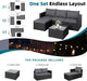 Patio Furniture Set with Detachable Soft Cushions, Outdoor PE Rattan Patio Conversation Sofa Set, 3-Piece Patio Sectional Sofa with Glass Coffee Table (Black Rattan&Charcoal)