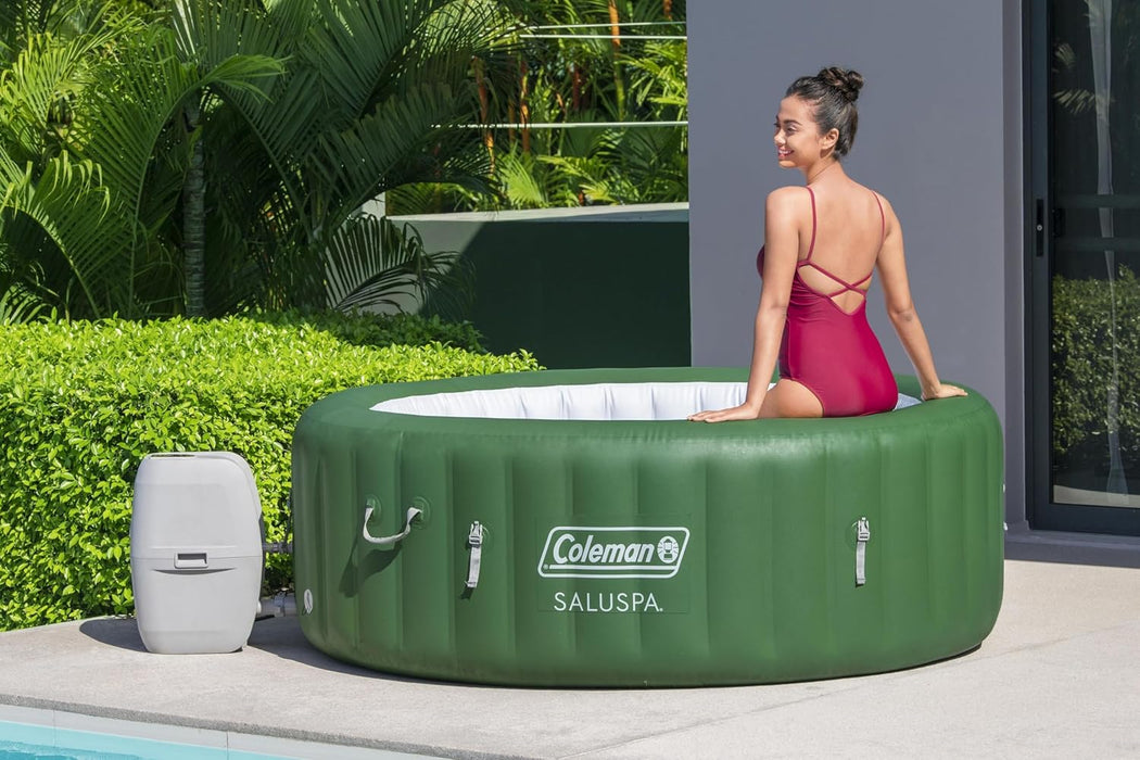 Palm Springs Energysense Airjet Inflatable Hot Tub Spa (77" X 28") | Portable Hot Tub with 2 Covers (1 Energy-Efficient Thermal Cover and 1 Standard Cover) | Fits up to 4-6 Persons | Green