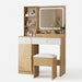 Makeup Vanity with Lighted Mirror, Vanity Desk with Power Strip, Adjustable Lighting, Drawers and Cushioned Stool, Dressing Table for Bedroom