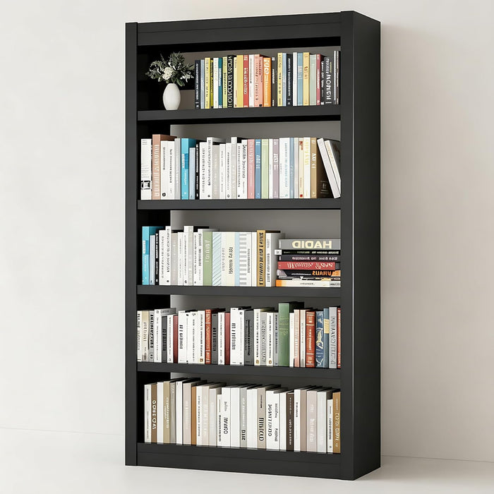 Adjustable Five Tier Black Metal Library Bookshelf