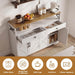 Sideboard Buffet Cabinet with Storage, 47" Kitchen Buffet Cabinet with Charging Station, Farmhouse Coffee Bar Station with Drawers and Doors, Credenza for Kitchen Living Room Entryway, White