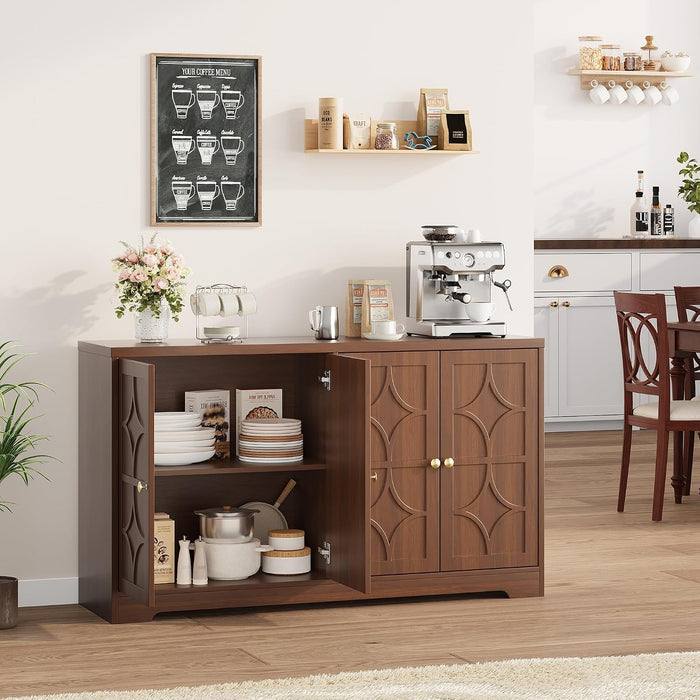 Sideboard Buffet Cabinet with Storage, 56" Modern Sideboard, Brown