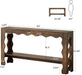 63 Inch Entryway Table, Modern Rustic Entry Table with Scalloped Edge & Storage Shelf, Accent Narrow Long Sofa Table behind Couch Console Tables for Entryway, Living Room, Dark Brown