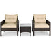 3 Pieces Outdoor Patio Rattan Conversation Set with Seat Cushions