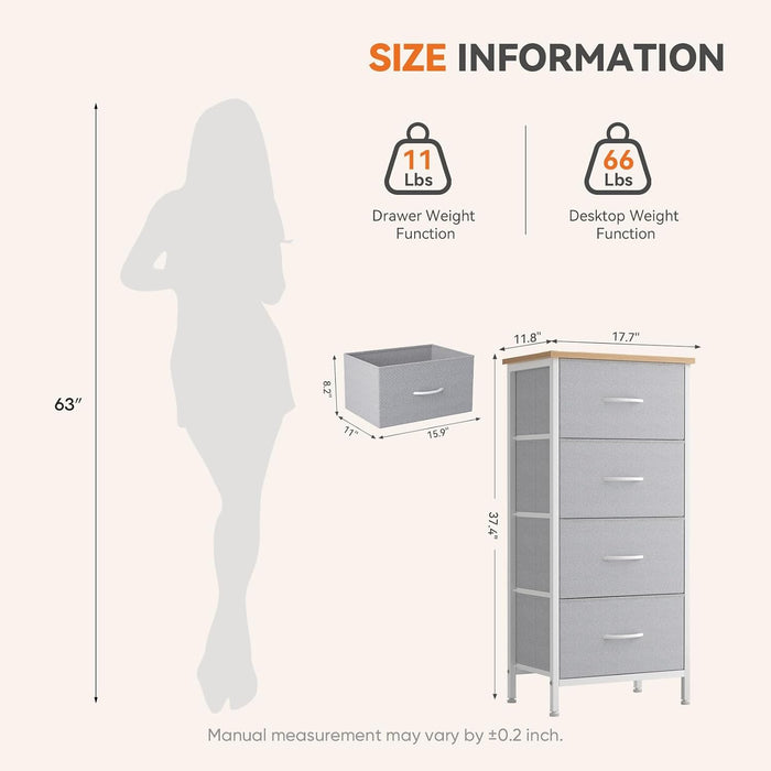 4 Storage Drawer Dresser, Storage Cabinet, Clothes Organizer