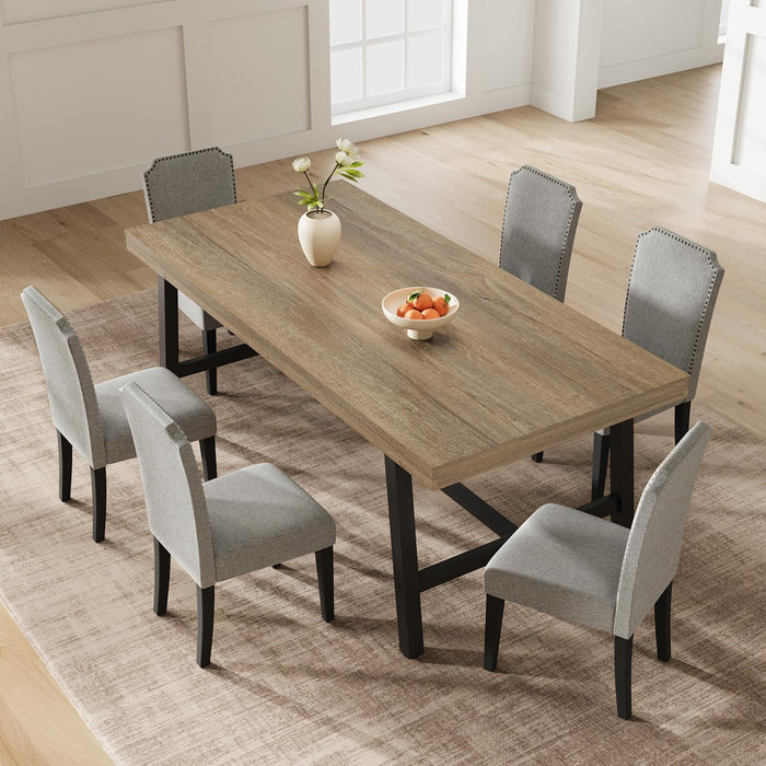 71" Sturdy Kitchen Table, Farmhouse Dining Table, Rustic Pear