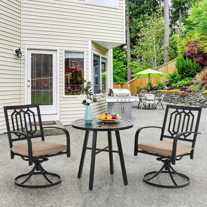 28 Inch Patio Table, Outdoor round Weather-Resistant Metal Bistro Table - Black