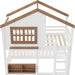 Twin Bunk Bed With Bookshelves Beige LinenFinishPremium